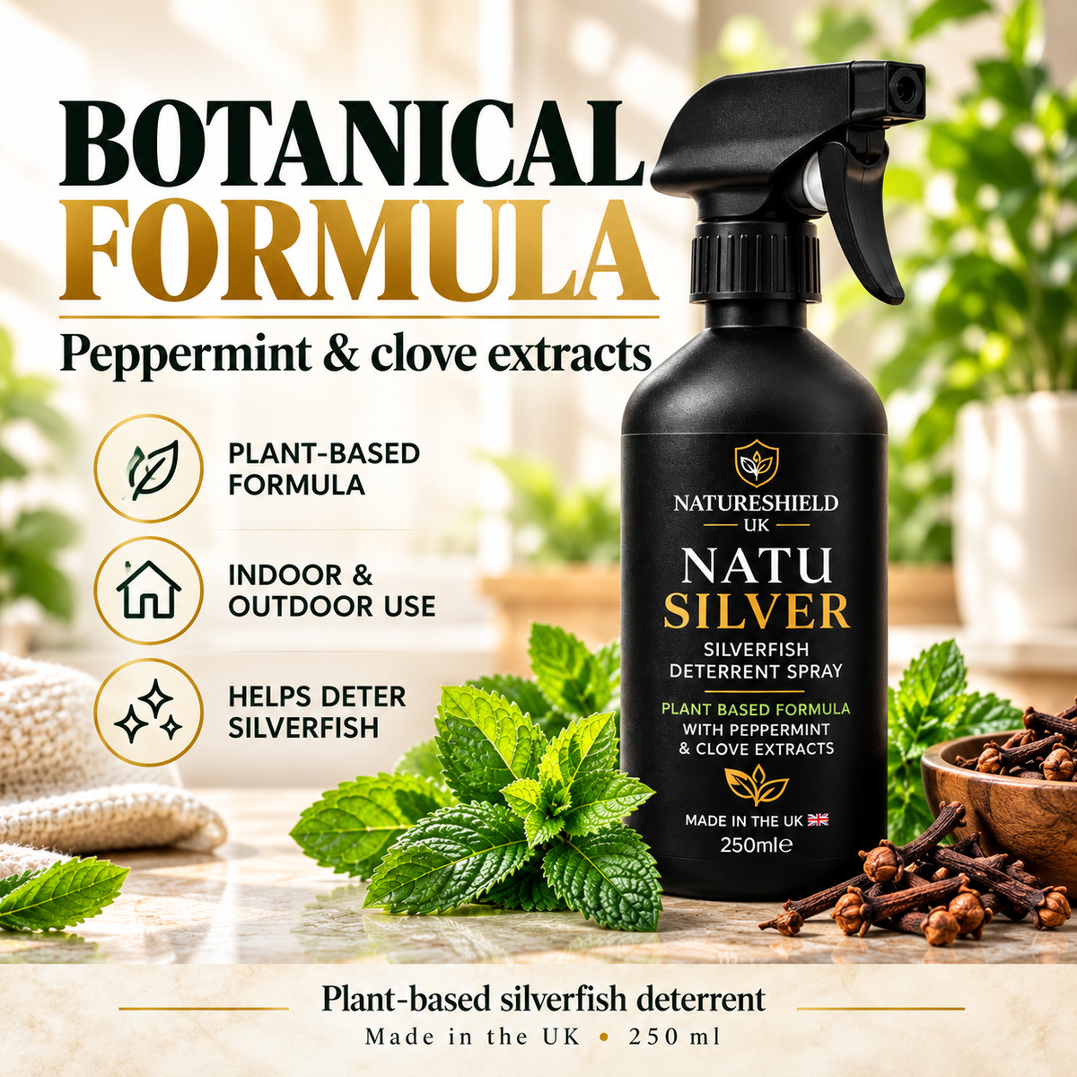 NatuSilver – Natural Silverfish Deterrent Spray | 250 ml