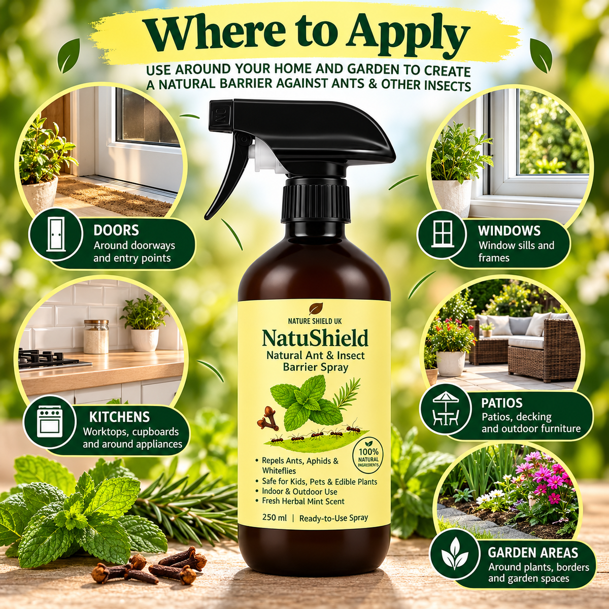 NatuShield – Natural Ant & Insect Barrier Spray, 250 ml
